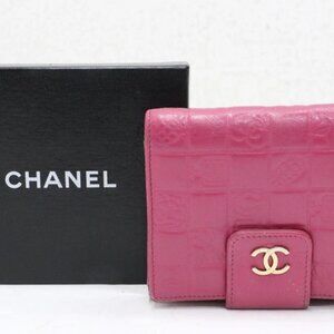 Chanel Coco Mark Icon Bi-Fold Wallet Leather - Pink *READ*